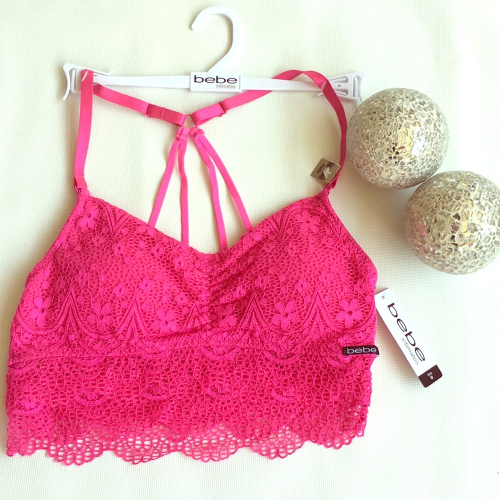 NWT bebe Bralette Hot Pink Medium